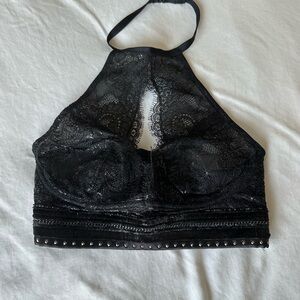Elegant Black Lace Halter Bralette
